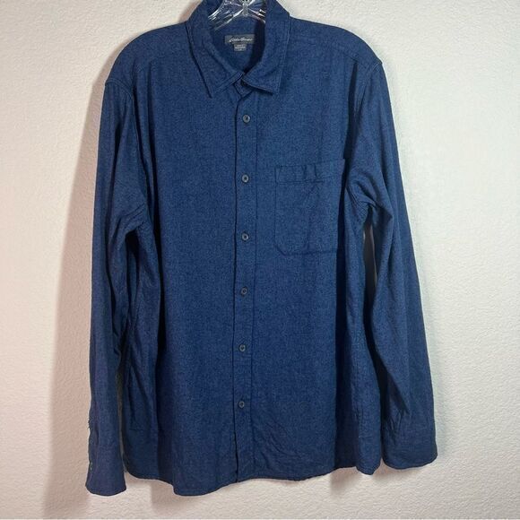Eddie Bauer Men’s Blue Button Up Long Sleeves Cotton Shirt Size Large‎ - Picture 1 of 6